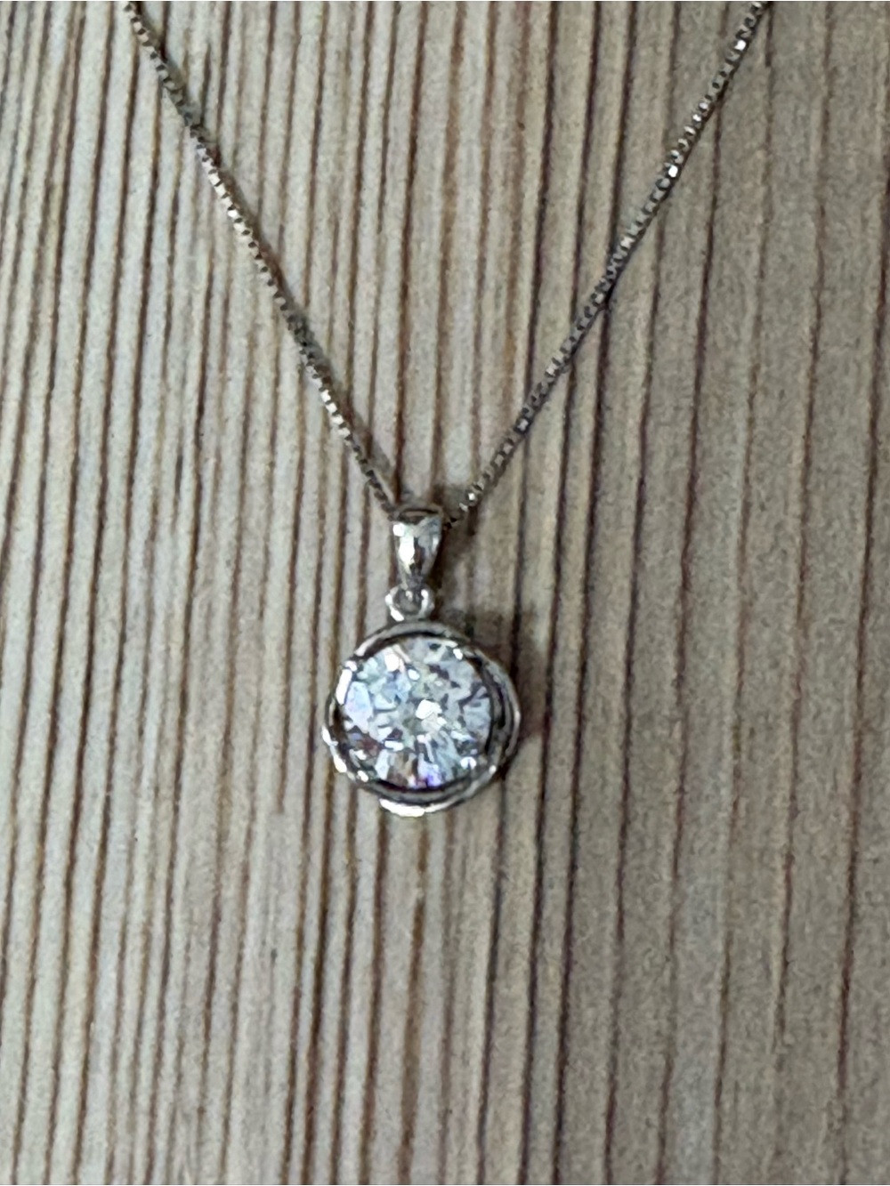Helzberg Diamonds Silver Pendant Necklace with Clear Solitaire Crystal - White - Picture 3 of 4